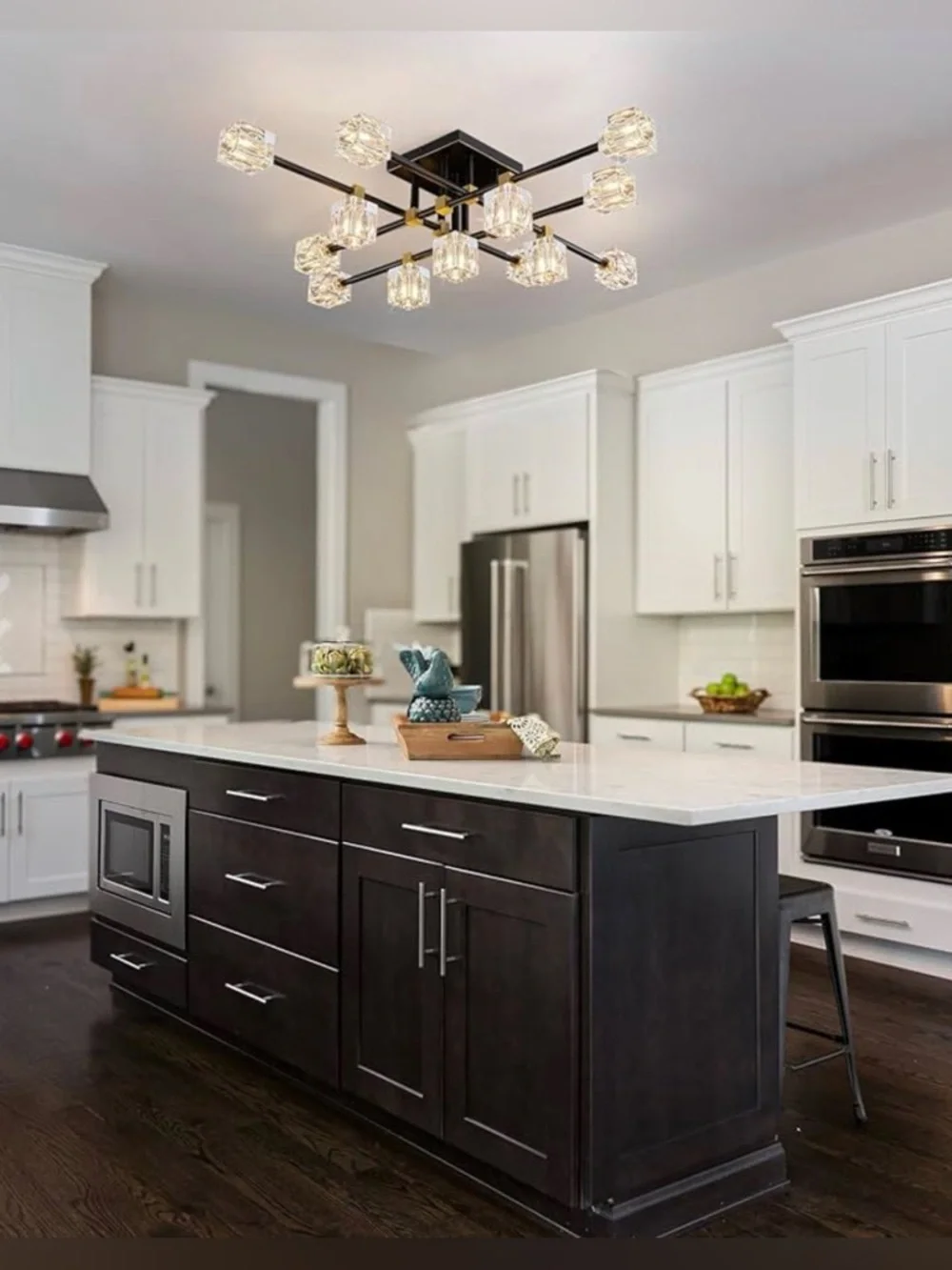 Modern Black and Gold Multi-Light Ceiling Chandelier
